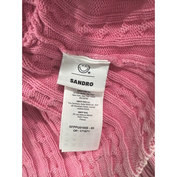 Sandro Leeloo Distressed Cable Knit Cropped Sweater XL - Picture 3 of 5